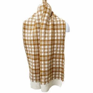 Timberland Buffalo Plaid Knit Scarf Tan Cream